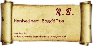 Manheimer Bogáta névjegykártya